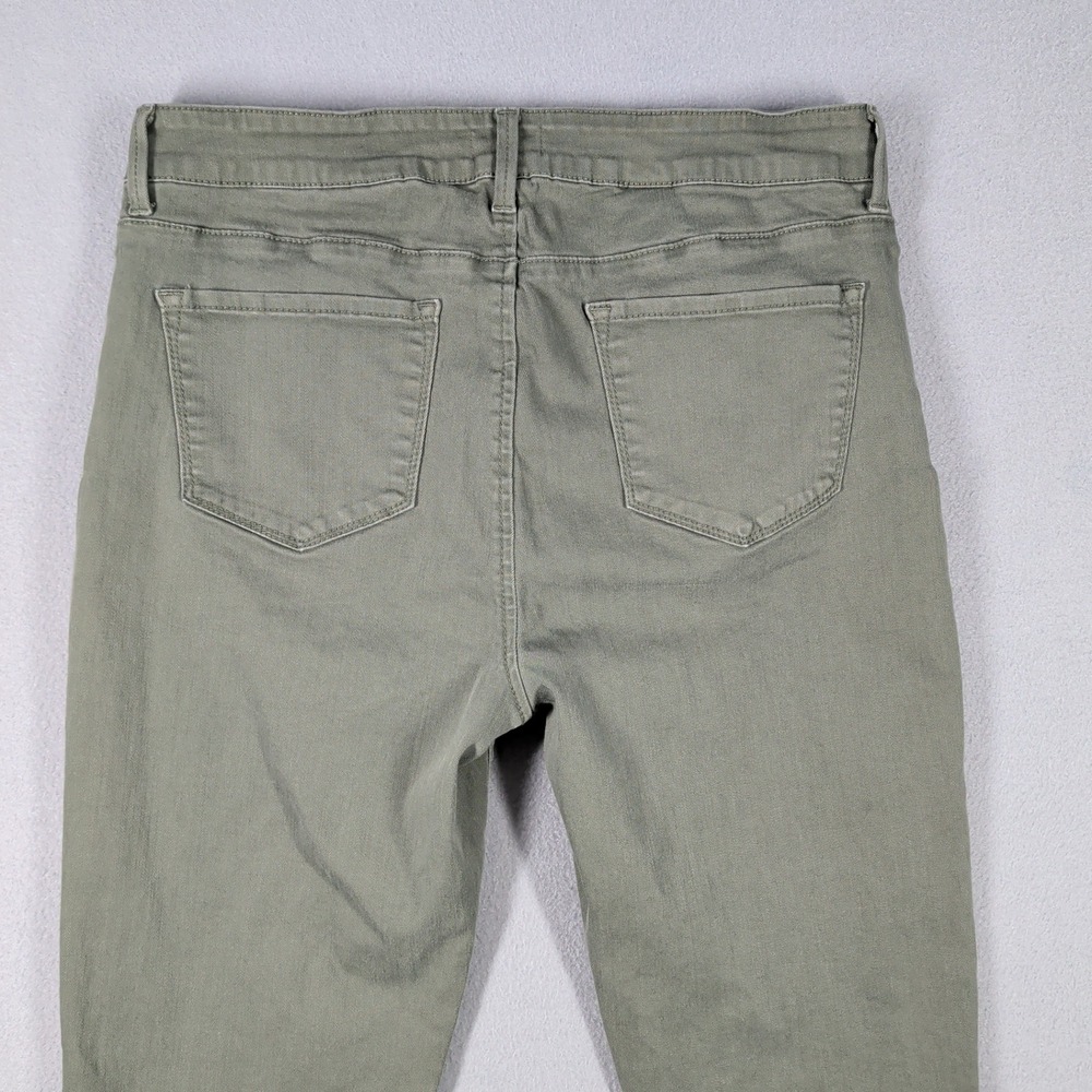 NYDJ Pants Women's 14 Olive Green Cotton Blend Cropped Embellished Hem Casual - Picture 15 of 16